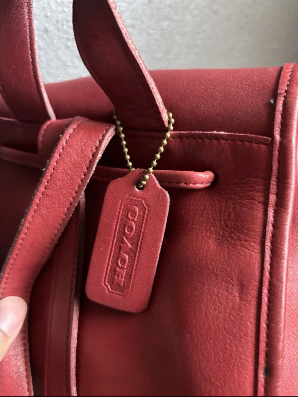 Vintage Coach 90s 9791 Red Leather Daypack Backpack - Picture 11 of 15